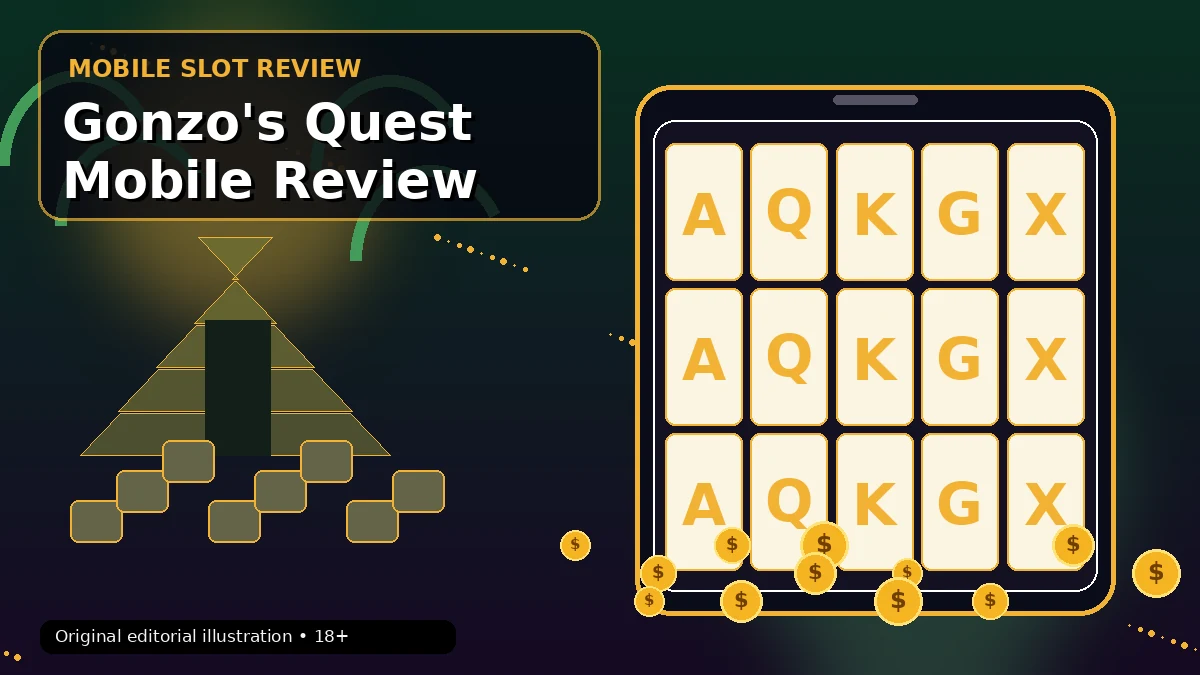 Gonzo's Quest-inspired mobile slot illustration with an ancient jungle temple and cascading stone reels