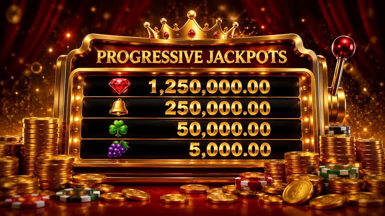 Original progressive jackpot meter showing several prize tiers